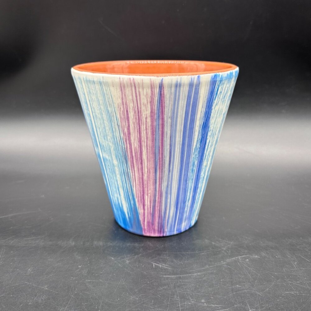 Vintage Plater Portugal Pottery Pastel Rainbow Stripes Mid Century Modern Retro - Picture 2 of 12